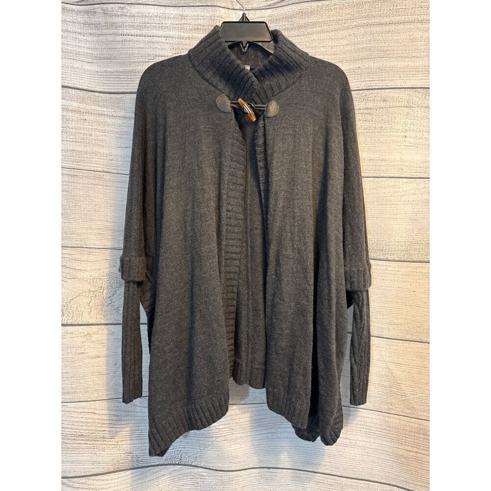 Halogen Wool Poncho Cape Sweater With Toggle Closure O/S